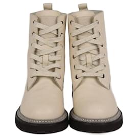 Stivaletti Monili beige chiaro con lacci Brunello Cucinelli