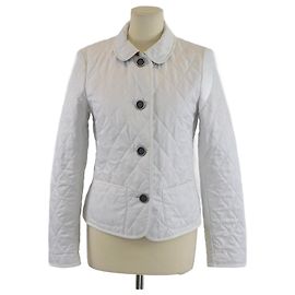 Giacca imbottita con bottoni frontali in diamante e colletto a quadri bianchi Burberry