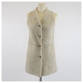 Chaleco sin mangas de sherling beige Loro Piana
