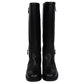 Schwarze Reitstiefel mit Whupstich-Trimm von Hermès