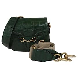 Borsa a Spalla Gucci Web Lady in Coccodrillo Verde, Edizione Limitata Piccola GCC 1/1