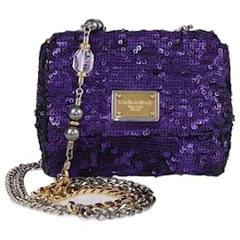 Borsa a spalla Mini Miss Charles viola decorata di Dolce & Gabbana