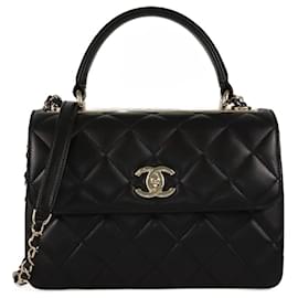 Borsa Chanel nera trapuntata piccola Trendy CC con manico superiore