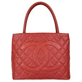 Borsa Madallion in caviar trapuntato rosso Chanel