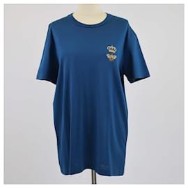 T-shirt a maniche corte Crown Bee blu scuro di Dolce & Gabbana