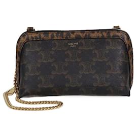 Celine Mini Clutch a Catena Triomphe Nero/Marrone - Céline