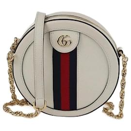 Borsa a Spalla Rotonda Ophidia Mini Web Off White di Gucci