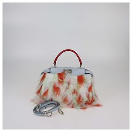 Bolsa de mão Peekaboo mini em cetim multicolorida adornada da Fendi
