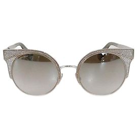 Runde Sonnenbrillen mit silber/braunem Glitter-Gradient von Jimmy Choo