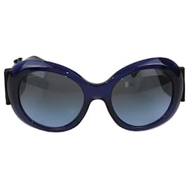 Gafas de sol redondas de gran tamaño con lazo degradado azul de Chanel