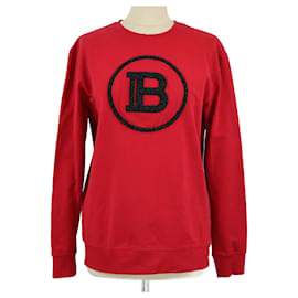 Rotes B Logo Besticktes Sweatshirt von Balmain