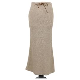 Beige High-Rise Midi-Rock mit Kordelzug von Prada