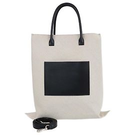 Jil Sander Schwarze/beige Canvas Patch Pocket Tote von Jill Sanders