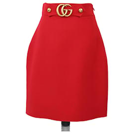 Falda roja GG Marmont A Line hasta la rodilla de Gucci