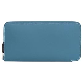 Portafoglio lungo classico in pelle Epsom seta blu jeans Hermes Azap - Hermès