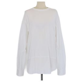 Camisa blanca de cuello redondo y manga larga Marni