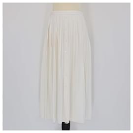 Prada Creme Logo Jacquard Plissierte Midi-Rock
