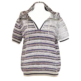 Chanel Kurzarm Strickpullover mit Kapuze in Mehrfarben