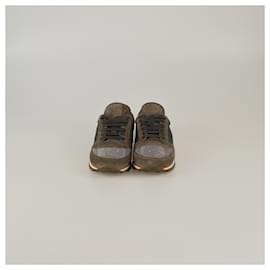 Sneakers basse beige/grigie con perline Brunello Cucinelli