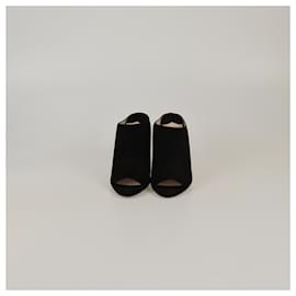 Schwarze Wedge-Peep-Toe-Mules von Prada