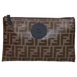 Pochette piatta piccola FF marrone Fendi