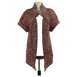 Cardigan lungo a maglia multicolore a maniche corte Chanel