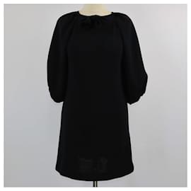 Vestido midi preto com detalhe de laço Giambattista Valli