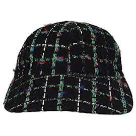 Chanel Baseballcap aus schwarzem/multicolor Tweed