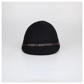 Cappello da equitazione in alligatore nero/marrone Loro Piana