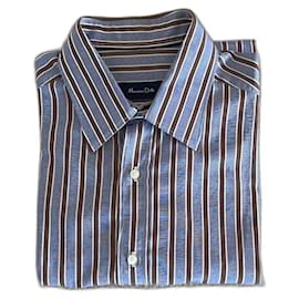 Massimo Dutti camicia a righe blu bianca marrone taglia L-XL (43-44)