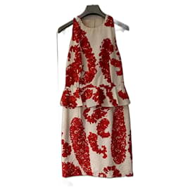 Vestido Giambattista Valli de algodão vermelho e branco