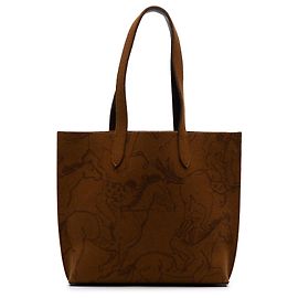 Borsa Carrimi MM in feltro stampato marrone di Hermès