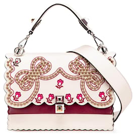 Fendi Bolsa Kan I em vitello liberty lucido marrom médio com flores e laços com bordas onduladas e studs.