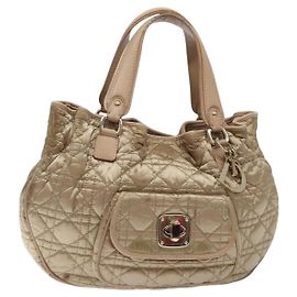 Canage Handtasche aus Nylon in Beige und Gold Christian Dior Auth bs28087