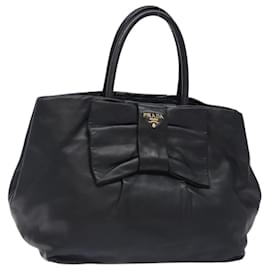PRADA Borsa a Mano in Pelle Nera e Oro con Nastro Auth yk18879 - Prada