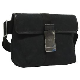 Marsupio GG Canvas Gucci Nero Argento 131236 Auth yk18870