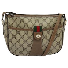 Bolsa Sherry Line GG Supreme Web da GUCCI em PVC bege e dourado 89 02 032 Auth BA4062