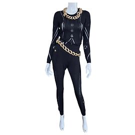 Philipp Plein Hosenanzug aus Strick mit Ketten in Schwarz