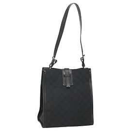 Borsa a Spalla GG Canvas Gucci Nera Argento 110292 Auth ki5866
