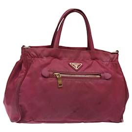PRADA Borsa a mano in nylon rosa oro Auth 134403