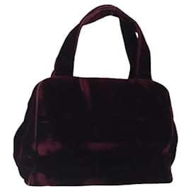 PRADA Borsa a Mano Velluto Bordeaux Argento Auth BA4254