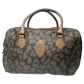 Borsa in pelle vintage Yves Saint Laurent grigia, nera e marrone