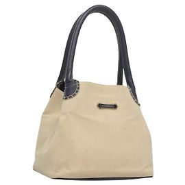 Borsa Tote Burberry in tela e pelle beige viola Auth bs28324