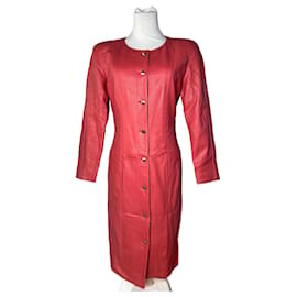 Abrigo de cuero vintage Courreges rojo