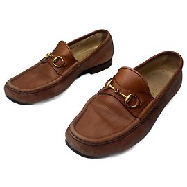 Mocassino in pelle marrone Horsebit vintage Gucci