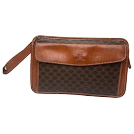 Vintage Celine Paris Triomphe Monogramm Leder Clutch braun - Céline