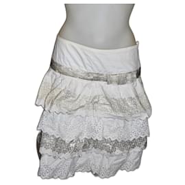 Minigonna a balze Max & Co in cotone bianco grigio