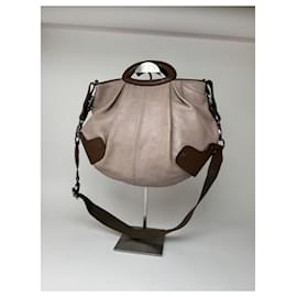 Borsa in pelle vintage Marni 2 in 1 viola marrone