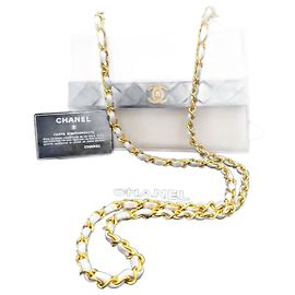 Chanel Trapeze Bianco/Marino Pelle di Pecora Oro