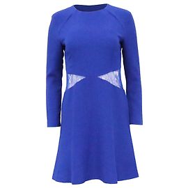 Vestido de poliéster azul con recortes de encaje Sandro